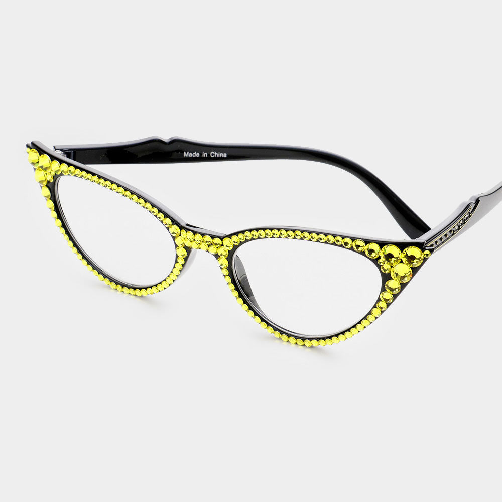 Cat Eye Fashion Crystal Readers-Citrine