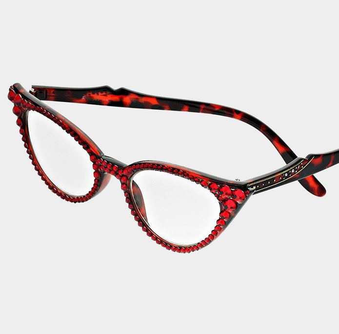 Cat Eye Fashion Crystal Readers -Siam