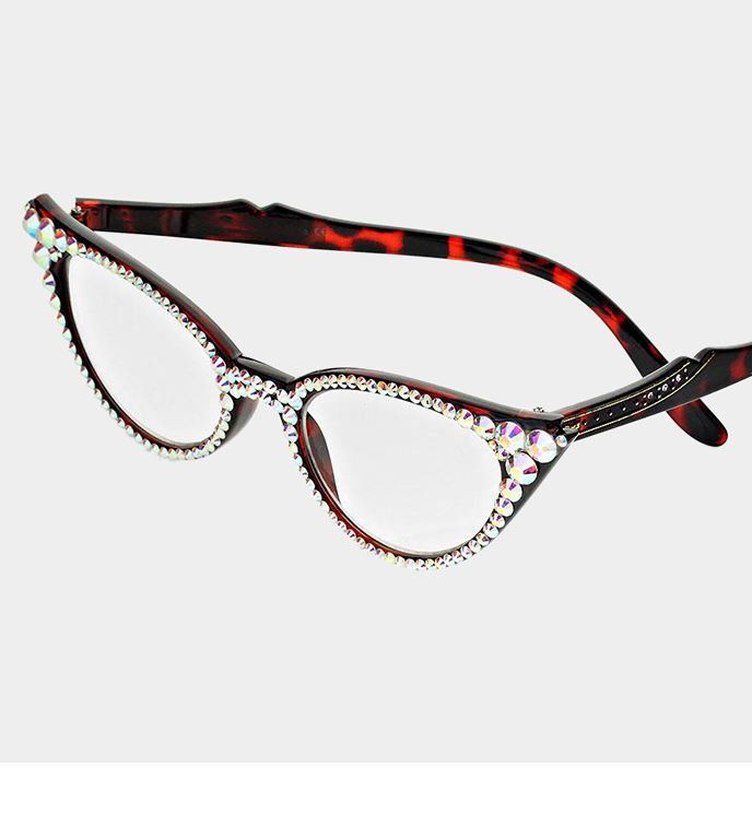 Cat Eye Fashion Crystal Readers-AB Brown Readers