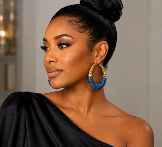 Wrapped Denim Hoop Earrings