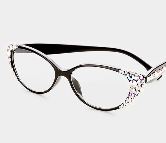 Crystal Oval Reading Glasses-Black AB