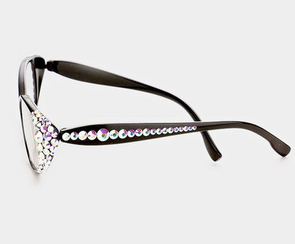 Crystal Oval Reading Glasses-Black AB