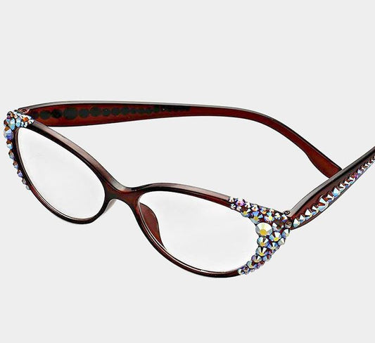 Crystal Oval Reading Glasses-AB/Brown