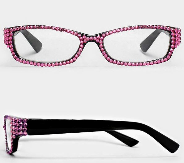Rectangular Crystal Reading Glasses-Pink