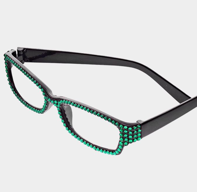 Rectangular Crystal Reading Glasses-Green