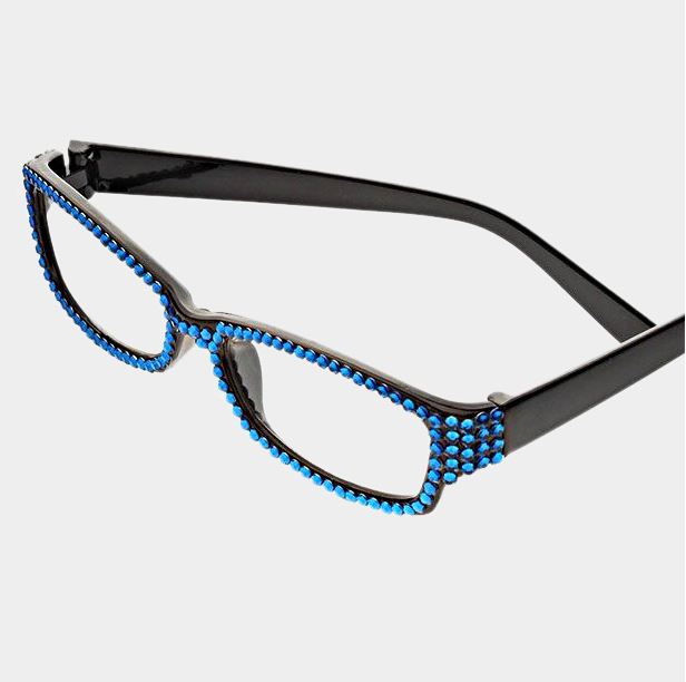 Rectangular Crystal Reading Glasses-Blue