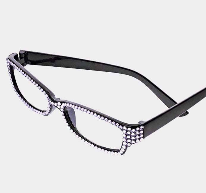 Rectangular Crystal Reading Glasses-Violet