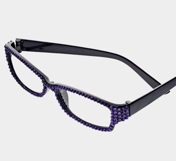 Rectangular Crystal Reading Glasses-Purple