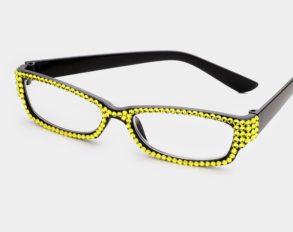 Rectangular Crystal Reading Glasses-Yellow