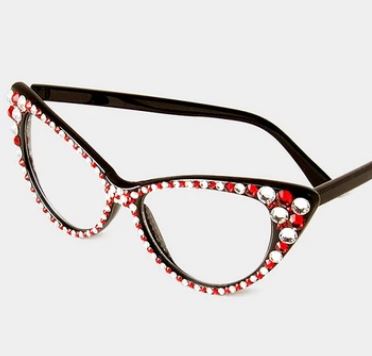 Fashion Crystal Red & White Glasses
