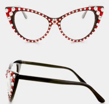 Fashion Crystal Red & White Glasses