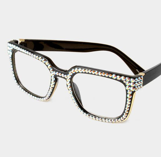 Fashion Square Crystal Black/AB Eyeglasses