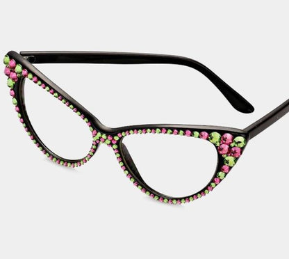 Fashion Clear Pink & Green Eyeglasses