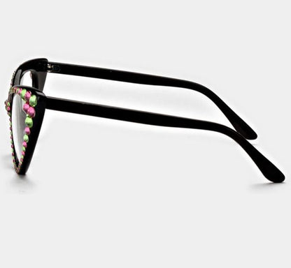 Fashion Clear Pink & Green Eyeglasses