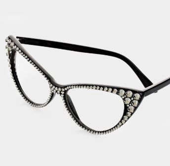 Fashion Crystal Eyewear-Black/Black