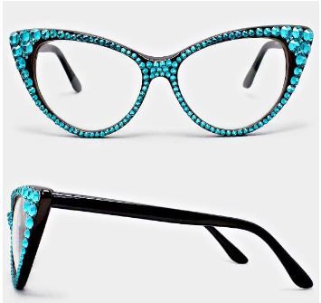 Fashion Crystal Eyewear-Black/Aqua
